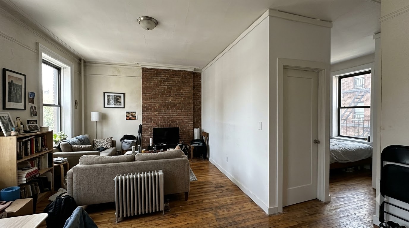 Pressurized wall used to convert 1 bedroom to 2 bedroom in an NYC apartment